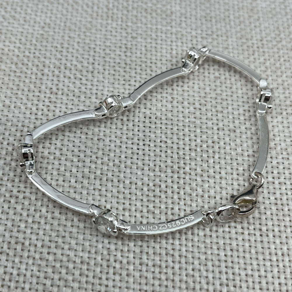 Vintage Sterling Silver CZ Link Bracelet – 925 Stamped – 7"-7.25", 8g - Picture 15 of 17